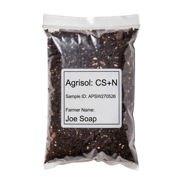 Bag of Agrisol CS+N with a label on a white background