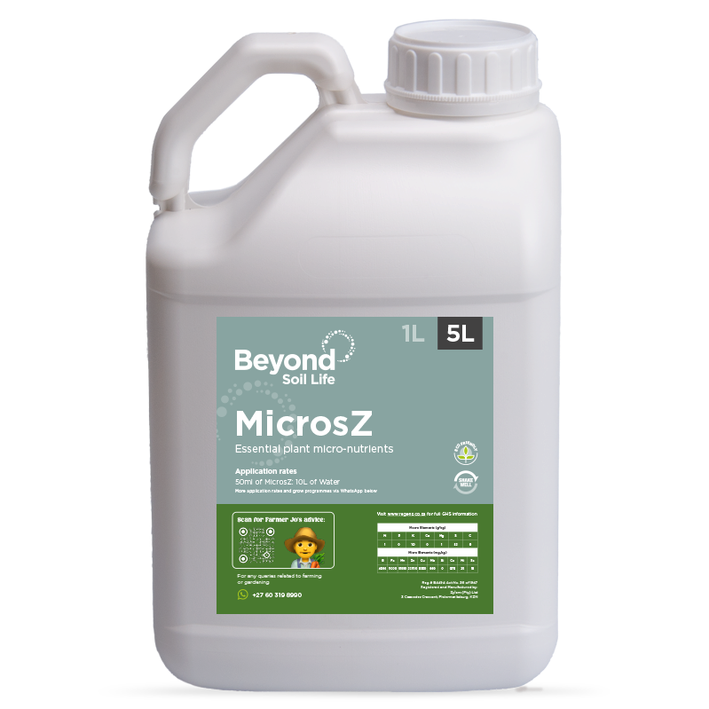 White container labeled 'Beyond Soil Life MicrosZ' on a white background