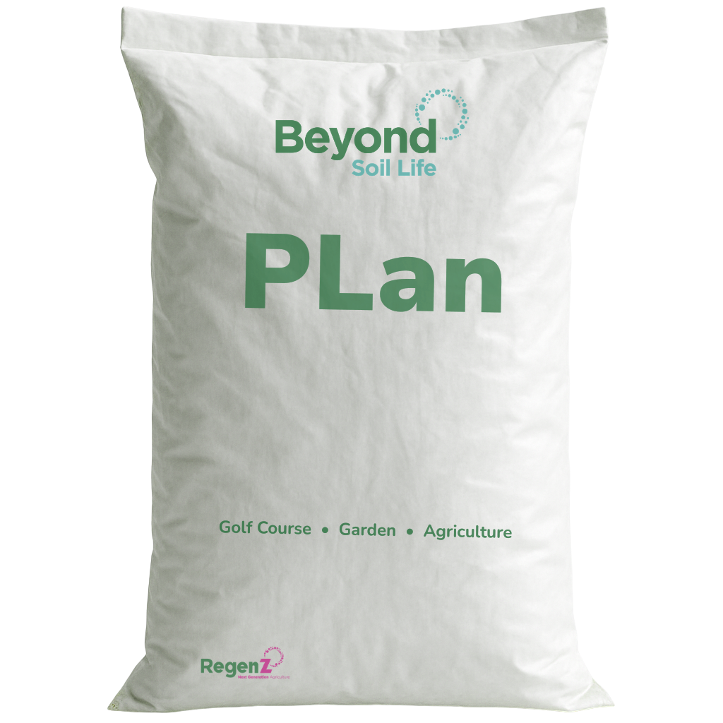 White bag labeled 'Beyond Soil Life PLan' on a white background