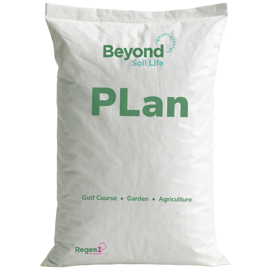 White bag labeled 'Beyond Soil Life PLan' on a white background